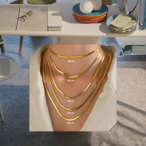 Minimalist 22k Gold Plated Snake Chain Necklace 40cm 45cm 50cm 55cm 60cm Unisex Everyday Wear - Product Image 3