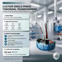 Transformateur toroïdal pour onduleur solaire monophasé 50W-5000W 110V 120V à enroulement en cuivre, certifié CE RoHS, prise en charge OEM, personnalisation disponible