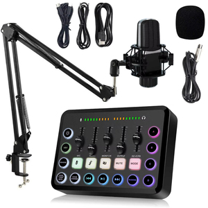 El Dispositivo de podcast F009 + BM800 viene con un mezclador de <span class=keywords><strong>DJ</strong></span> de interfaz de audio multi en uno, un soporte de micrófono, mezcla de audio para <span class=keywords><strong>auriculares</strong></span> - Product Image 2