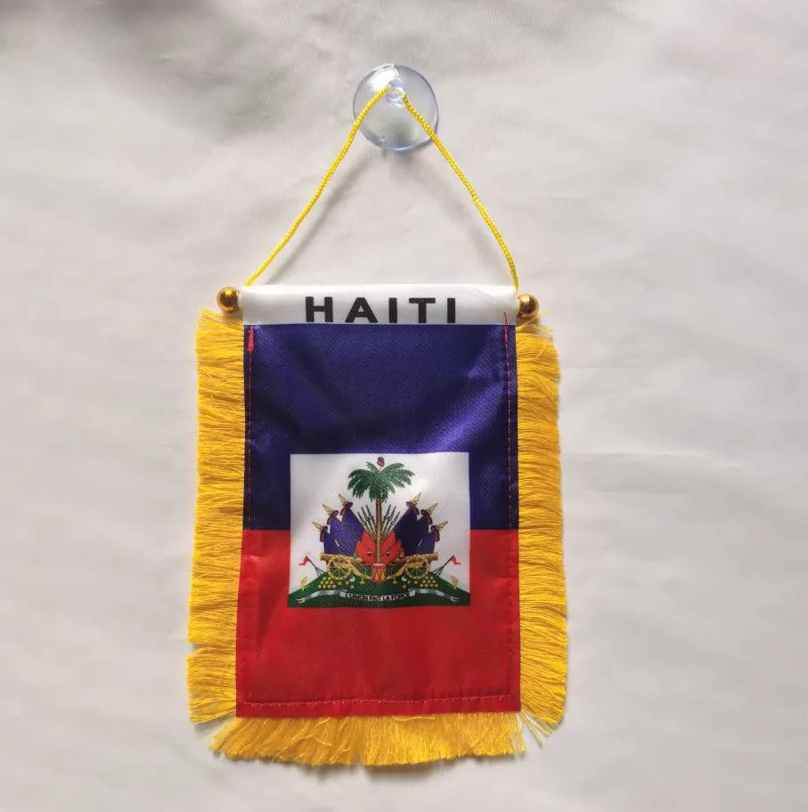 Cheap Rearview Mirror Automobile car SUV truck Haiti Haitian flag pennant