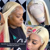 Peluca frontal de encaje transparente 613, cabello humano brasileño 613 Rubio, 40 pulgadas, cabello virgen 613, gran oferta