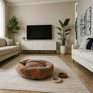 Lit rond pour animaux de compagnie Yommy, design circulaire doux et confortable, bords surélevés pour chats et petits chiens - Product Image 5