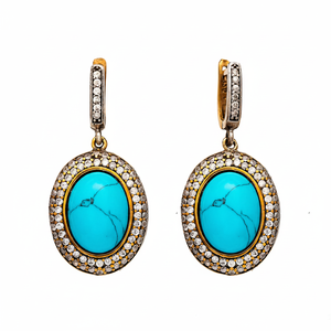 Authentic Silver <b>Earring</b> Turquoise Stone <b>Earring</b> Turkish Wholesale 925 Sterling Silver Jewelry - Product Image 2
