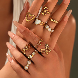 Anillo Minimalista de Acero Inoxidable, Resistente al Agua, Chapado en Oro de 18K, Anillo Abierto para el Dedo Índice para Mujer - Product Image 2