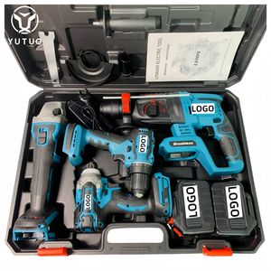 Prix usine 4 pièces en 1 Combo clé à chocs sans fil meuleuse d'angle perceuse à percussion <span class=keywords><strong>18v</strong></span> ensemble d'outils sans fil trousse à outils électrique - Product Image 1