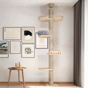 <span class=keywords><strong>Arbre</strong></span> à <span class=keywords><strong>chat</strong></span> de luxe en bois massif, grand et robuste, <span class=keywords><strong>avec</strong></span> enclos pour litière et lit, du sol au plafond, pour chats de grande taille - Product Image 3