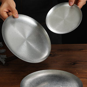 Coréen Rétro Servant En Acier Inoxydable Steak <span class=keywords><strong>Neige</strong></span> <span class=keywords><strong>Assiette</strong></span> Dessert Sushi Gâteau Aux Fruits Plateau De Nourriture Occidentale Vaisselle - Product Image 4