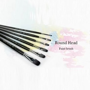 6 pinceaux à tête ronde en poils de belette, poils mélangés, manche en bois noir, fournitures d'art, pinceaux pour peinture à l'huile, pinceaux pour aquarelle, fournitures d'art - Product Image 3
