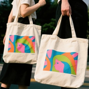 Custom Geometric Figure Printing <b>Blank</b> Custom Printed Canvas Cotton Duffle Tote Bag with Custom Logo Customized Colors Big Size - Product Image 4