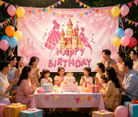 Fondo de Cumpleaños con Diseño de Castillo de Princesa, Fondo Fotográfico Rosa Brillante para Niñas, Primer Cumpleaños, Decoración para Fiesta de Baby Shower