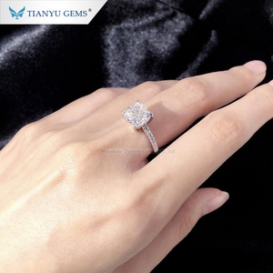 Anillo de moissanita de oro blanco puro con gemas Tianyu, anillo de bodas de diamantes individuales para mujer - Product Image 3