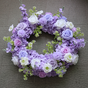 Dreamy Pastel Floral Wreath Purple Pink White Blooms Artificial <strong>Flowers</strong> for <strong>Wedding</strong> Reception <strong>Spring</strong> Events Decor - Product Image 5