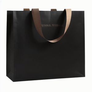 Toptan lüks siyah ayakkabı giysi ambalajı kağıt Tote çanta baskılı özel Logo hediye takı şarap kese kağıdı - Product Image 3