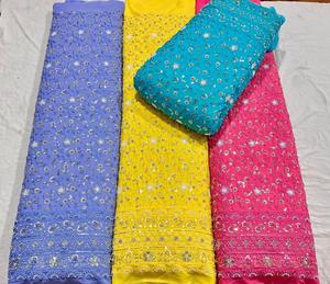 Pure Viscose Georgette Fabric with Heavy Beads Handwork Fully Embroidered and Beaded <b>Material</b> for Premium Embroidery Projects - Product Image 3