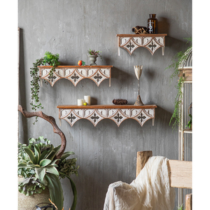 European Antique <strong>Wood</strong> Wall Mounted Storage <strong>Shelves</strong> for Home Hotels Living Room Home Decor Accessories Wholesale 2025 - Product Image 4