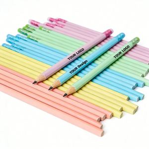 Crayons promotionnels personnalisés avec logo imprimé pour le bureau, crayons simples avec gomme pour gravure laser - Product Image 1
