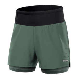 Pantalones cortos para correr 2 en 1 para hombre Pantalones cortos atléticos de cintura alta Pantalones cortos deportivos de entrenamiento - Product Image 1