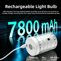 Bombilla LED E26 Desmontable y Recargable, con Cambio de Color RGB, Control Remoto, Temporizador, Base Magnética, Luz Nocturna para Decoración del Hogar