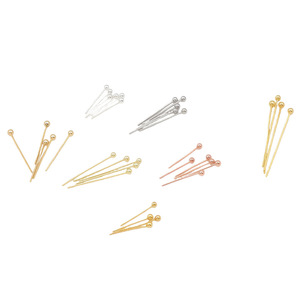 Pasador de Cobre Puro con Cabeza Redonda Bañado en Oro de 18K para Fabricación de Pendientes, Componente para Joyería - Product Image 2