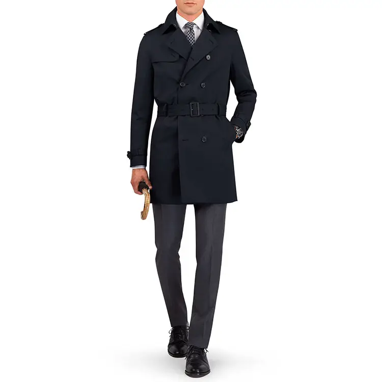 MTM waistband navy double breasted thicken business elegant UK US winter men coat long