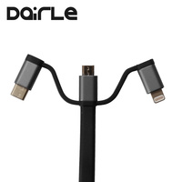Mini câble de charge rapide Type-C multi-chargeur pour iPhone 13/12/11/X/XR/XS avec 3 ports USB et transfert de données
