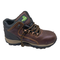 Bottes de sécurité pour hommes, mi-hautes, en cuir embossé marron, résistantes