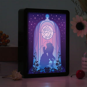 Lampe de nuit 3D en forme de boîte à lumière LED, décoration de conte de fées de <span class=keywords><strong>la</strong></span> <span class=keywords><strong>Belle</strong></span> <span class=keywords><strong>et</strong></span> <span class=keywords><strong>la</strong></span> Bête, décoration de chevet pour chambre, cadeau pour filles - Product Image 3