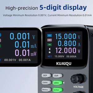 KUAIQU 5 cifre di alimentazione regolabile programmabile 30V <span class=keywords><strong>10A</strong></span>, 0,001a Tester di simulazione batteria, Display iperbolico OCP OVP di uscita - Product Image 2