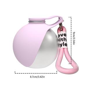 Distributeur d'eau portable pour animaux de compagnie en acier inoxydable, bol à eau pliable en silicone, style lanière, bol à eau sphérique pour chien - Product Image 5