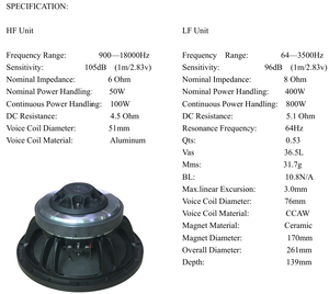 Altavoz Coaxial de 10 Pulgadas W10-11 Fabricado en China con Bobina de Voz de 8 Ohmios y 76 mm, Potencia Máxima de 800 W para Uso en Automóviles - Product Image 4
