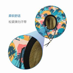 Sombrero de Paja Personalizado con Logotipo de Marca, Gorra de Surf para Hombre, Sombrero de Paja con Estampado Floral para Protección Solar de Verano, con Estampado en la Parte Inferior de la Ala - Product Image 6