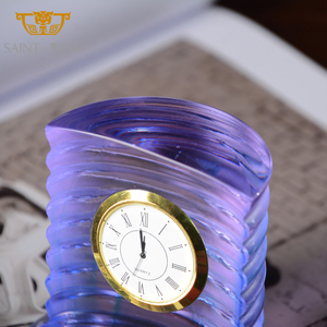 Oem tùy ChỉNh Nóng bán tinh thể màu xanh thủy tinh hình học vòm hình dạng bảng bàn đồng hồ báo thức - Product Image 4