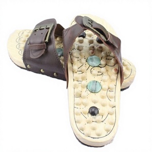 Meviber F-4001 Wooden PU Material in Stock OPP Wrapping Pressure Point Massager Foot Acupressure <b>Massage</b> Slipper - Product Image 3