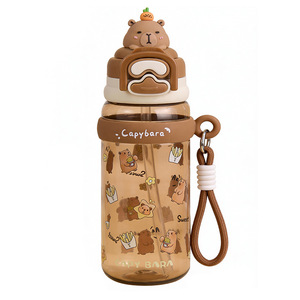 Borraccia in plastica PC Little Bear con cannuccia, senza BPA, a prova di perdite, con cordino, per bambini, uso scolastico, unisex, per studenti dell'asilo - Product Image 1