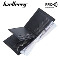 Dompet Pria Baellerry 2024, Dompet Lipat RFID untuk Perjalanan, Multi-Kartu, Kulit Embos, Panjang Pendek, Kulit PU, Carteira Masculina