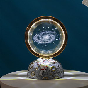 Glowing 3D Engraved Glass <strong>Spheres</strong> Resin Spaceman Lamp Solar System Planet Crystal Ball Night Light Creative Gift for <strong>Children</strong> - Product Image 1