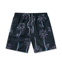 Short de plage imperméable à l'eau avec doublure en maille pour homme Short de bain pour planche de surf Loisirs de bord de mer Tronc à séchage rapide Palmier