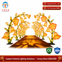 Lentera Portal Campanula Sutra Buatan Tangan Komersial Tahan Air dengan LED untuk Festival