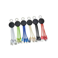 Llavero con logotipo luminoso personalizado Universal portátil Multi 3 en 1 USB tipo C Micro IOS Cable de cargador rápido para teléfonos celulares