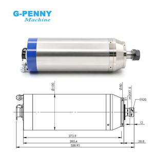 Motore Mandrino G-Penny 3.7KW ER20 D100 220V/380V Raffreddato ad Acqua Tipo Bullet con Inverter H100 4KW, Pompa Acqua, Kit Staffa - Product Image 3