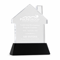 Trophée en cristal transparent Noble Landmark avec base noire, gravure personnalisée sur verre pour la reconnaissance de la leadership