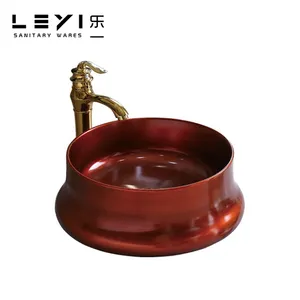 Europäische Waschbecken für Hotel lieferanten Runde China Trog Porzellan Waschbecken Keramik Kunst becken