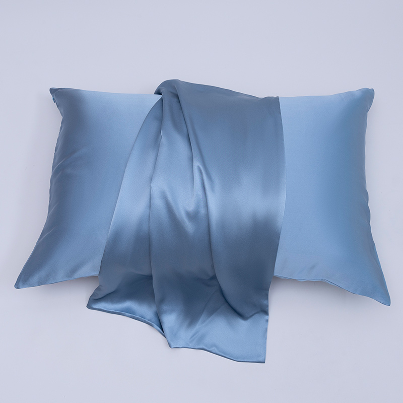 Soie de mûrier 100% 6A, bleu brumeux