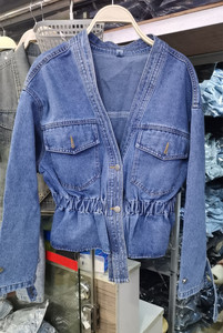 Manteau en jean ample décontracté pour femmes avec chemisier à taille perlée clouté nouveau printemps automne mode doublure en Polyester teint pour l'hiver - Product Image 5