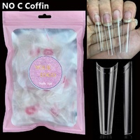 500 pièces embouts d'ongles Extra longs Nail Art Design French ballerine artificiel ABS transparent acrylique demi-couverture XXL pointes d'ongles en forme de cercueil