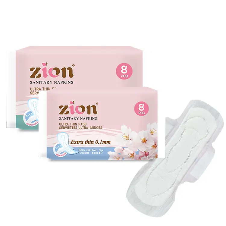Serviette hygiénique ultra-mince personnalisée de 290mm, échantillon doux et gratuit, serviette hygiénique respirante pour les soins menstruels toallas sanitaria