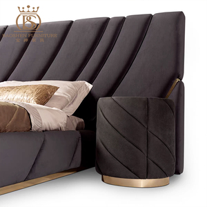 Cama Doble King Size Italiana <span class=keywords><strong>de</strong></span> Diseño Moderno, con Armazón <span class=keywords><strong>de</strong></span> Madera y Terciopelo, Fabricada por BS, <span class=keywords><strong>de</strong></span> Lujo, para Villa, Personalizable, Venta al Por Mayor - Product Image 5