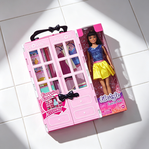 Pink Mini <b>Wardrobe</b> Doll Case with Dresses <b>Shoes</b> Accessories for Girls 5-7 Years - Product Image 5