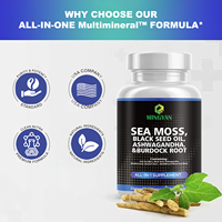 Tablet Suplemen Herbal All-in-1 OEM/ODM Sea Moss Minyak Biji Hitam Ashwagandha Akar Burdock untuk Dewasa, Mendukung Imunitas & Pencernaan