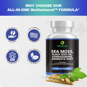 Complément Herbal Tout-en-un OEM/ODM à base de Mousse de Mer, Huile de Nigelle, Ashwagandha et Racine de Bardane pour Adultes : Soutien Immunitaire et Santé Digestive - Product Image 2